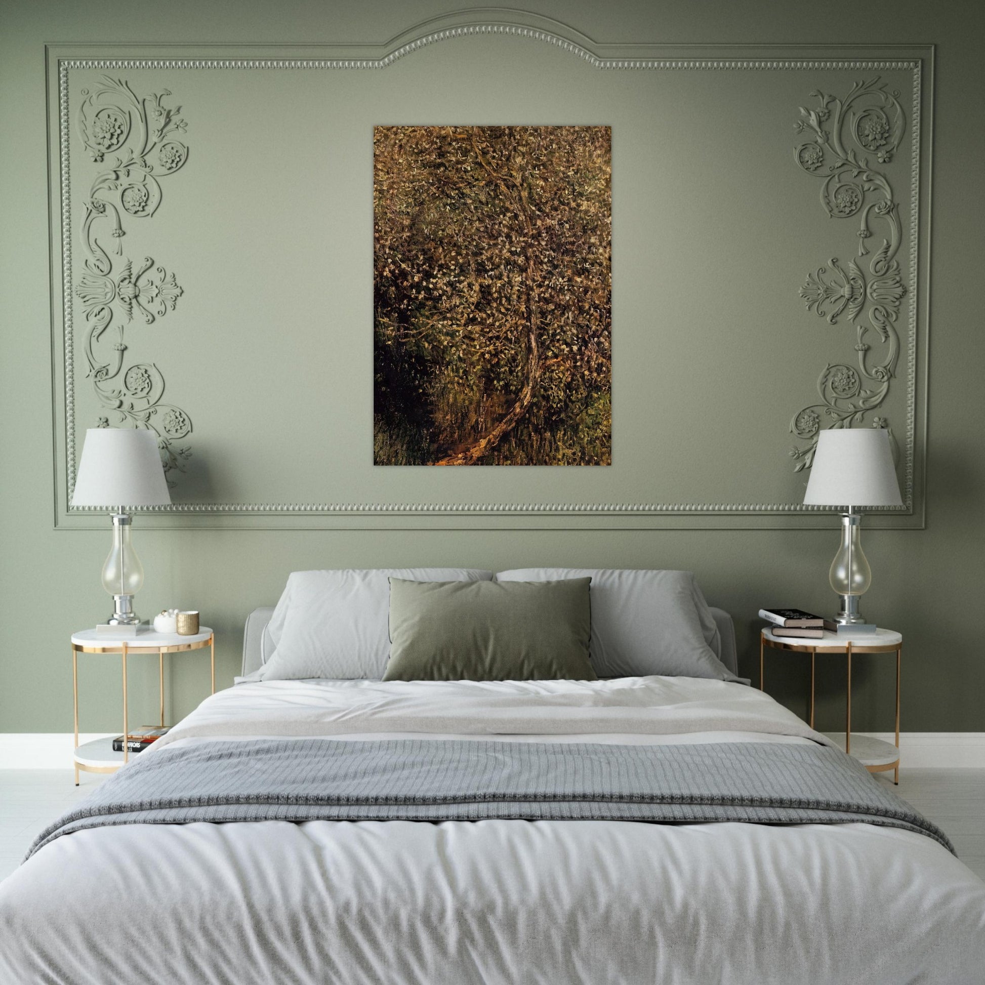 Apple Trees in Blossom by the Water - claude monet Brushed Aluminum Print - 70x100 cm / 28x40 inches | claude monet Aluminum Print | claude monet Prints