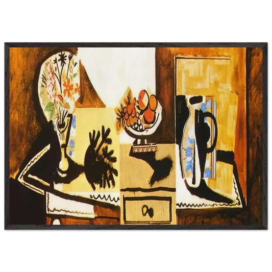 Still life on the dresser - Pablo Picasso 70x100 cm / 28x40 inches Framed Art Print – Black Wooden Frame