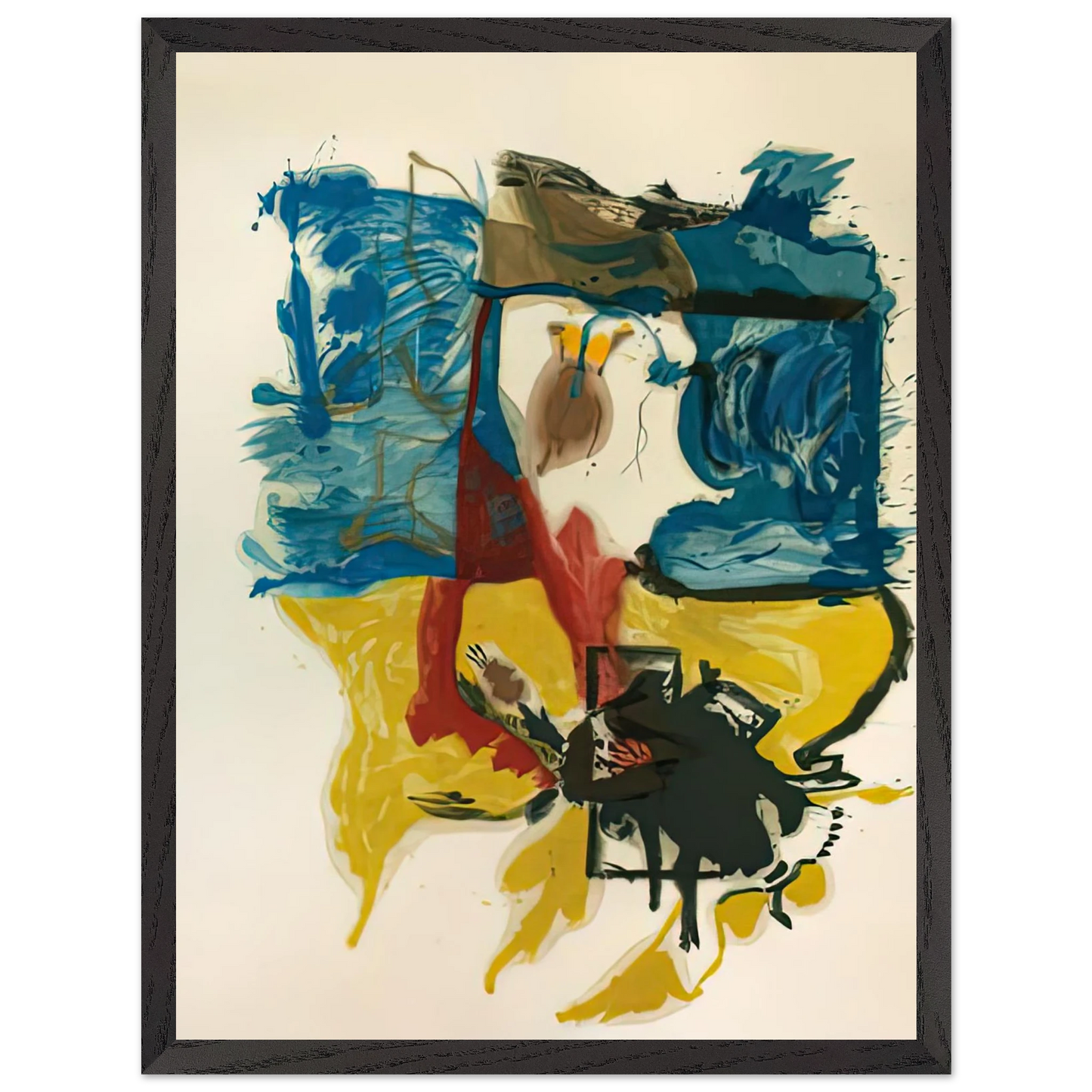 Helen Frankenthaler - Beach Scene, 1961- Wall Art - 60x80 cm / 24x32 inches - Premium Wooden Framed Poster With Fine Art Paper-canvas - Black frame