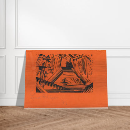 VOLCANO VULKAN 1919 - Lyonel Feininger Brushed Aluminum Print - 70x100 cm / 28x40 inches | Lyonel Feininger Aluminum Print | Lyonel Feininger Prints