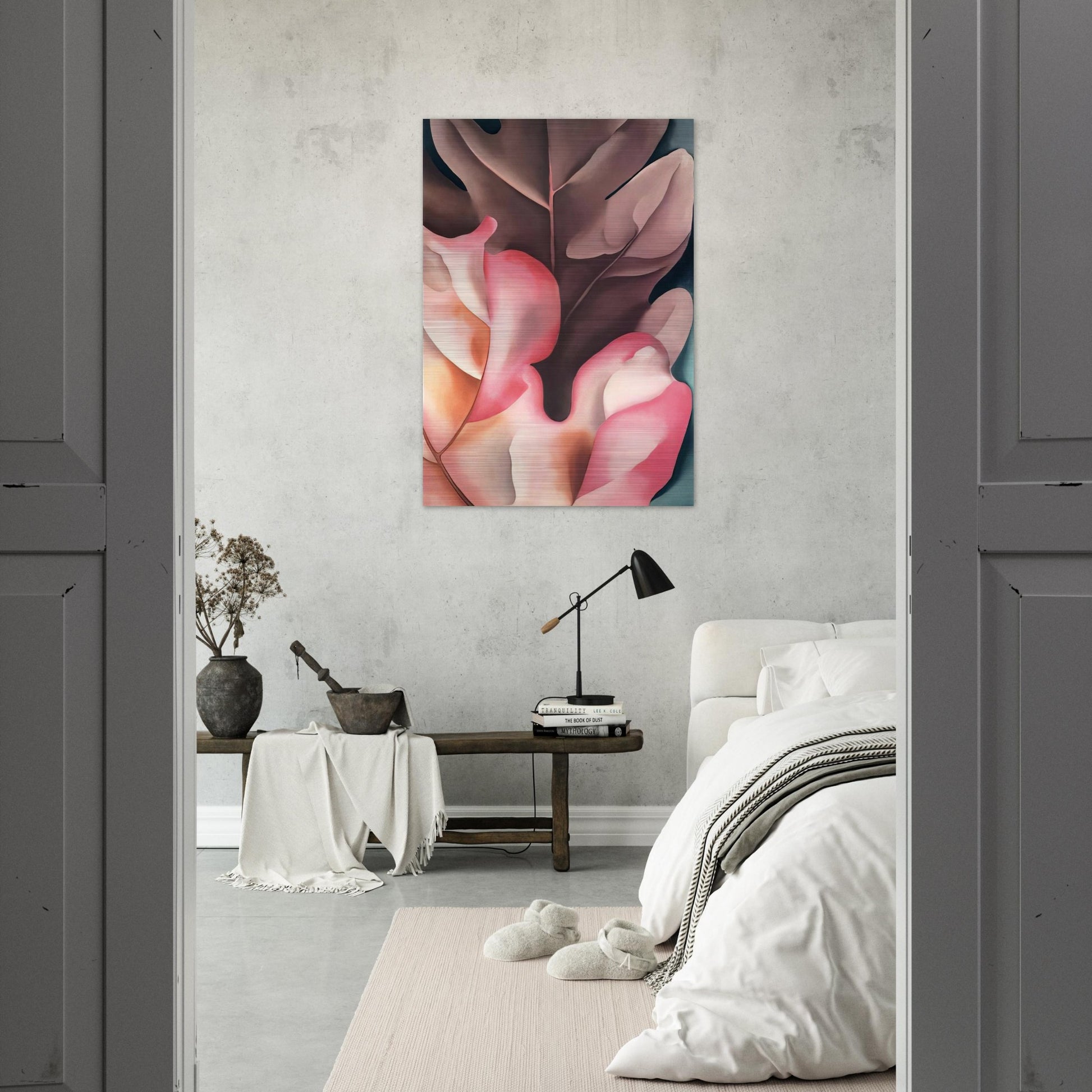 Oak Leaves Pink and Grey - Georgia O'Keeffe Brushed Aluminum Print - 70x100 cm / 28x40 inches | Georgia O'Keeffe Aluminum Print | Georgia O'Keeffe Prints