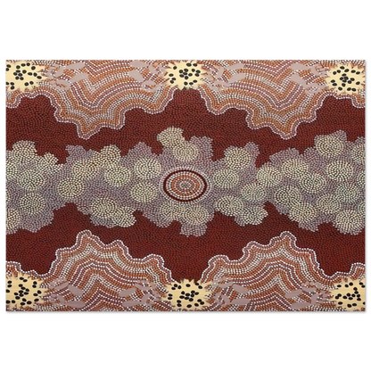 Malaka Honey Ant Dreaming - 1992 - Clifford Possum Tjapaltjarri Brushed Aluminum Print - 70x100 cm / 28x40 inches | Clifford Possum Tjapaltjarri Aluminum Print | Clifford Possum Tjapaltjarri Prints
