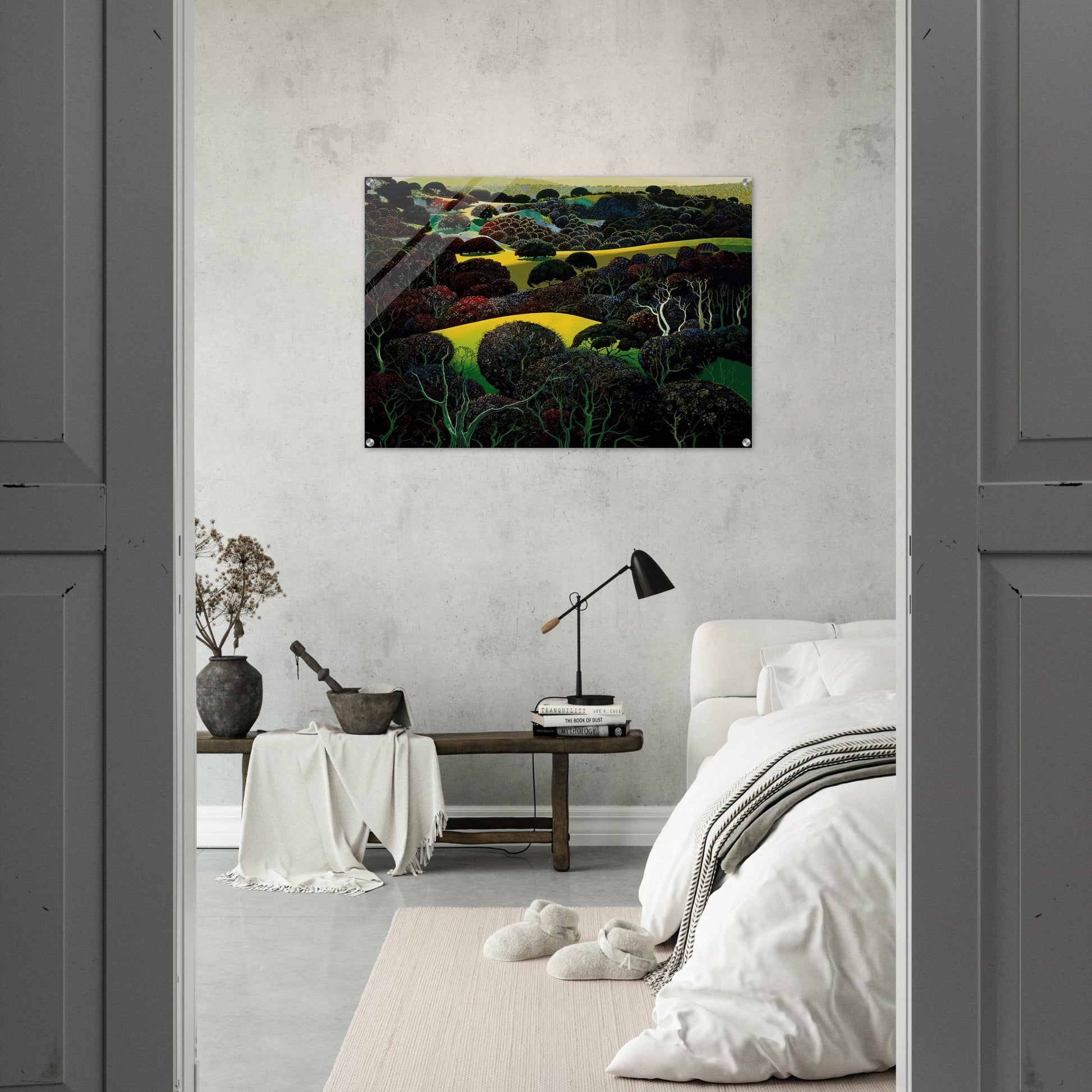 Santa Ynez Memories - Eyvind Earle Acrylic Print - 70x100 cm / 28x40″ inches | Eyvind Earle Wall Art | Eyvind Earle Prints