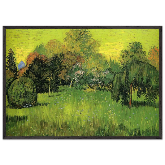 Public Park with Weeping Willow The Poet s Garden I - Vincent van Gogh 70x100 cm / 28x40 inches Framed Art Print – Black Wooden Frame