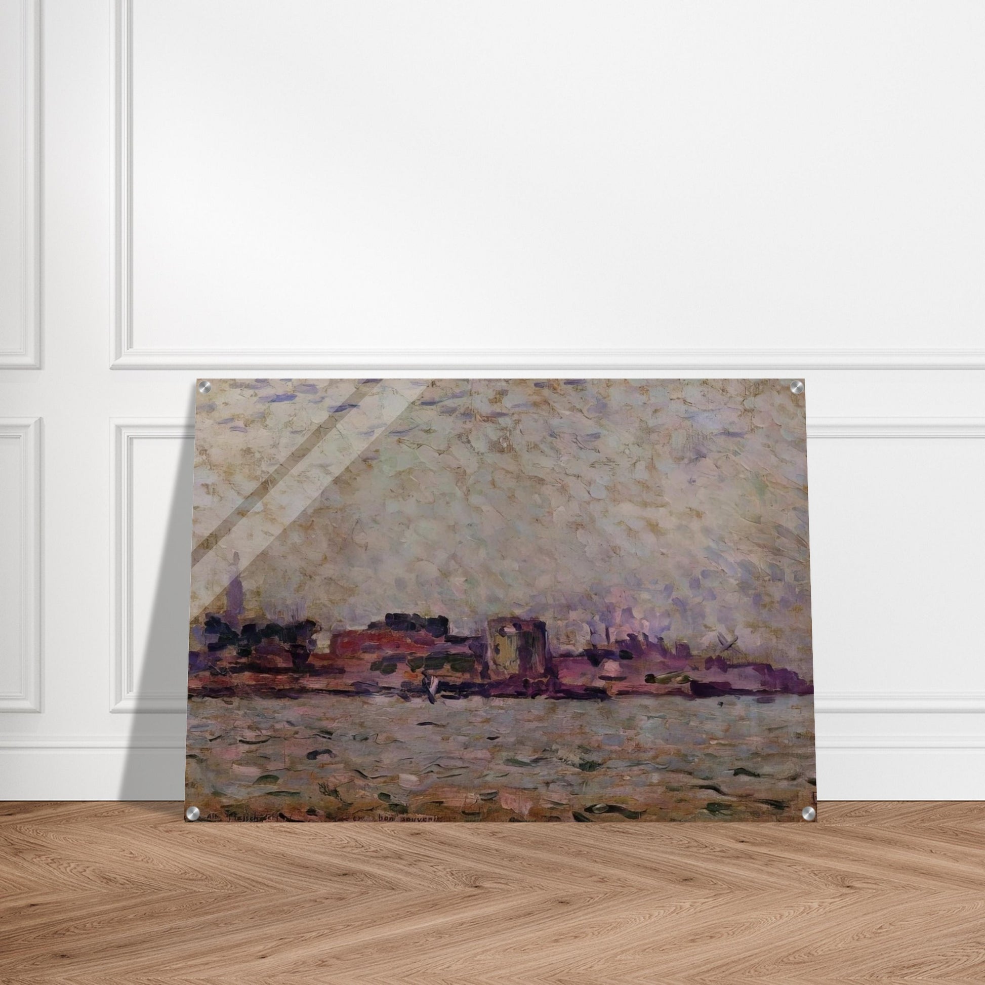 MORNING FOG OVER THE PORT OF VEER HOLLAND 1906 - Theo van Rysselberghe Acrylic Print - 70x100 cm / 28x40″ inches