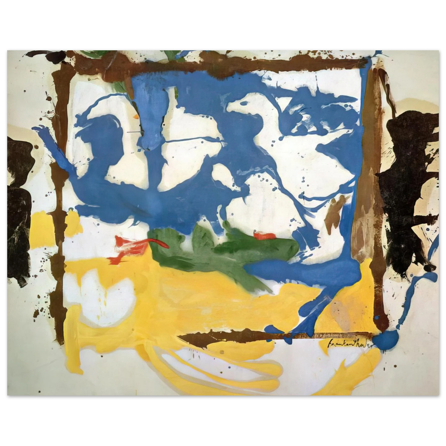 Helen Frankenthaler - Swan Lake #2 - 1961 Wall art - 20x25 cm / 8x10 inches - Premium Wooden Framed Poster With Fine Art Paper-canvas - Wood frame