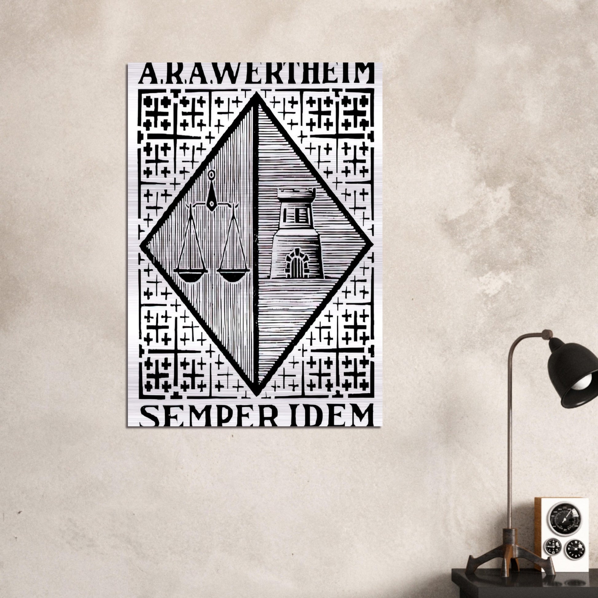 BOOKPLATE A R A WERTHEIM - MC Escher Brushed Aluminum Print - 70x100 cm / 28x40 inches | MC Escher Aluminum Print | MC Escher Prints