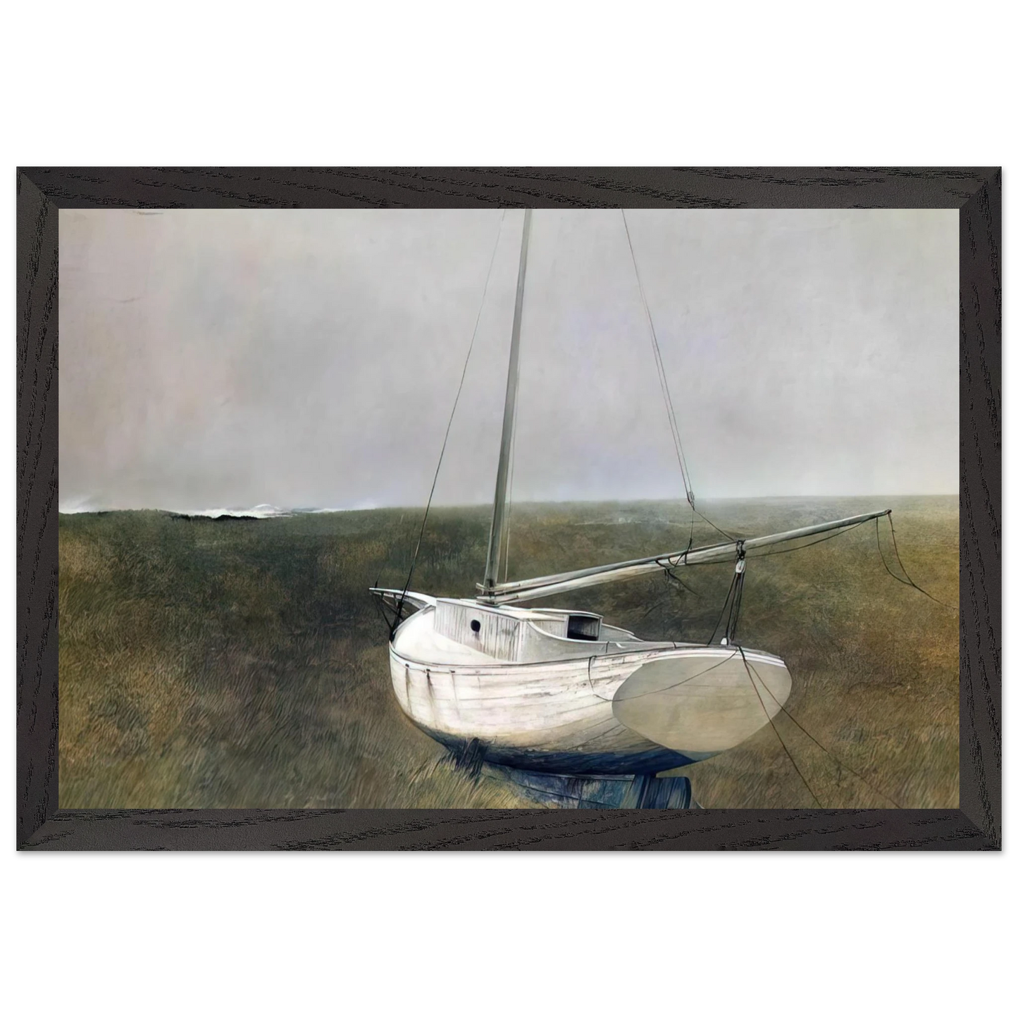 Andrew Wyeth - BELOW DOVER 1950 Wall Art - 21x29.7 cm / 8x12" - Premium Wooden Framed Poster With Fine Art Paper-canvas - Wood frame