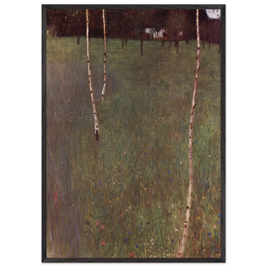 FARMHOUSES WITH BIRCH TREES - Gustav Klimt 70x100 cm / 28x40 inches Framed Art Print – Black Wooden Frame