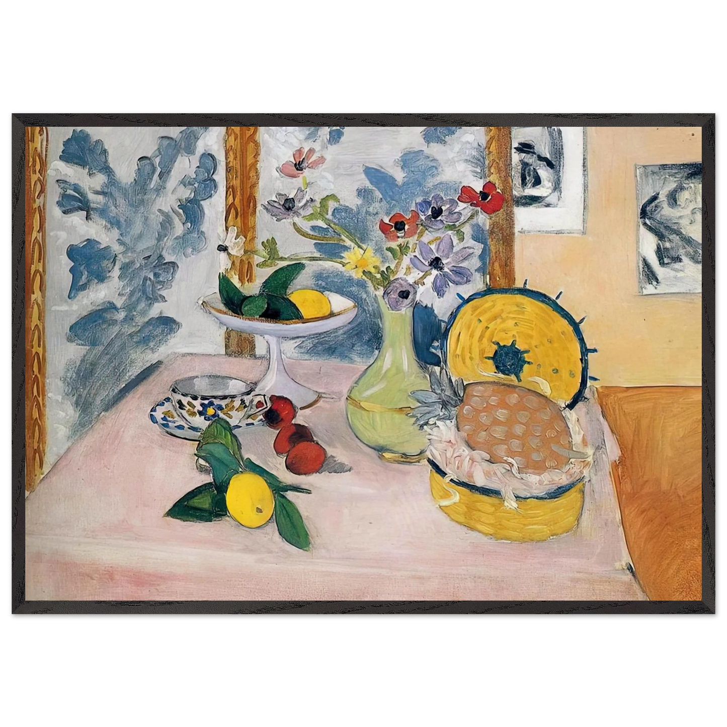 STILL LIFE WITH PINEAPPLES - Henri Matisse 70x100 cm / 28x40 inches Framed Art Print – Black Wooden Frame