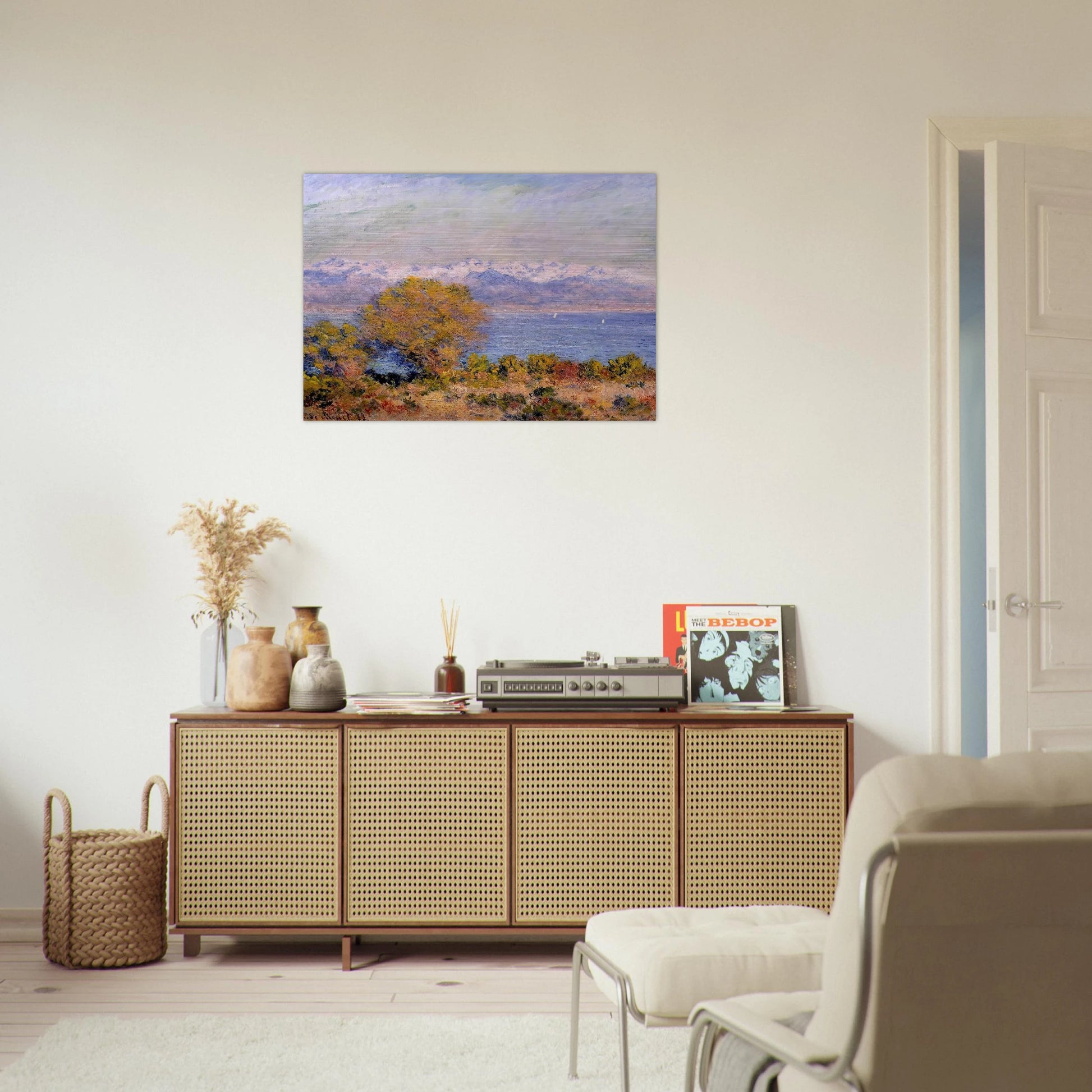 The Alps Seen from Cap d'Antibes - claude monet Brushed Aluminum Print - 70x100 cm / 28x40 inches | claude monet Aluminum Print | claude monet Prints