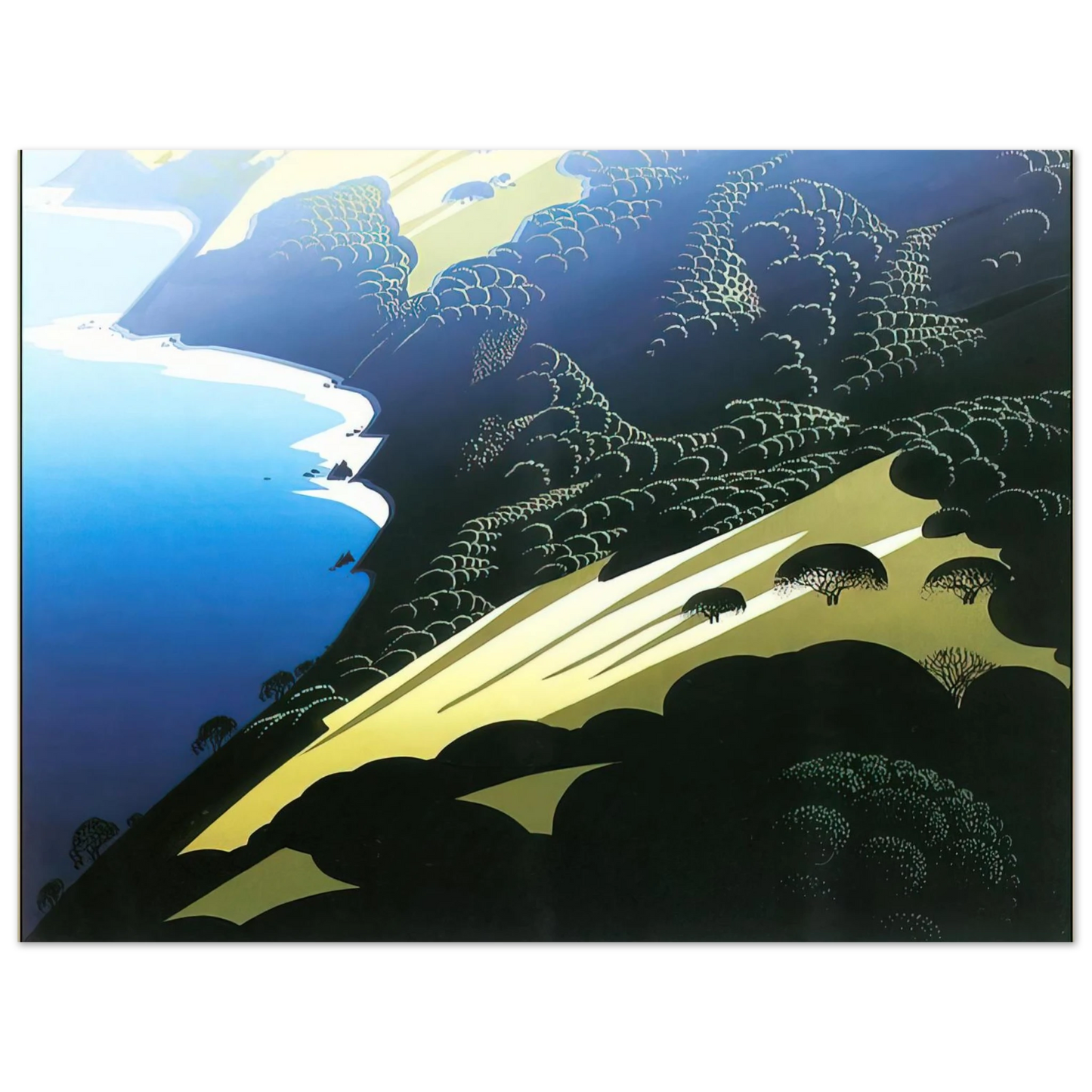 Eyvind Earle - Seaside Pastures  75x100 cm / 30x40inches Fine Art Poster