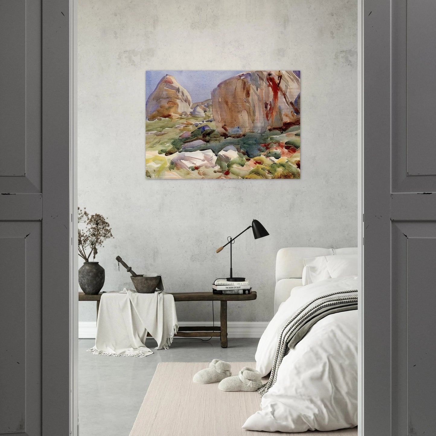 The Simplon. Large Rocks - John Singer Sargent Brushed Aluminum Print - 70x100 cm / 28x40 inches | John Singer Sargent Aluminum Print | John Singer Sargent Prints