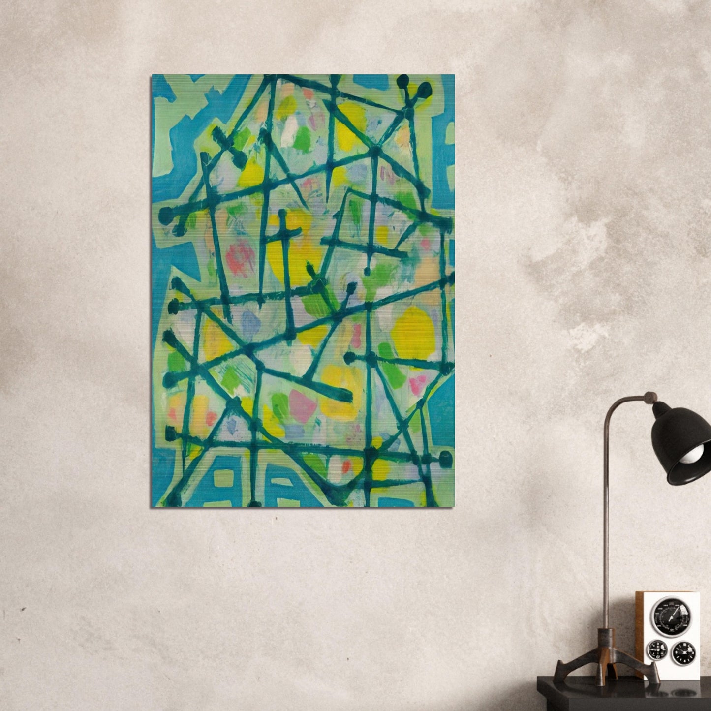 Blue-Green Lines on Aqua Background - 1953 - Alfred Manessier Brushed Aluminum Print - 70x100 cm / 28x40 inches | Alfred Manessier Aluminum Print | Alfred Manessier Prints