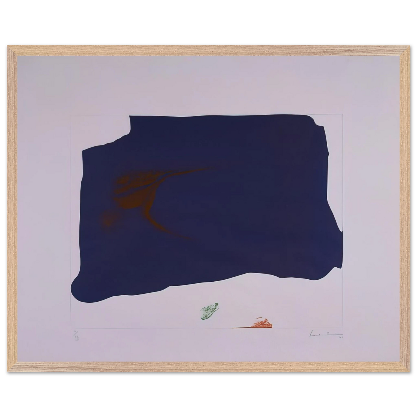 Helen Frankenthaler - Variation II on Mauve Corner - 1969 Wall art - A2 (42 x 59.4  cm) - Premium Wooden Framed Poster With Fine Art Paper-canvas - Wood frame