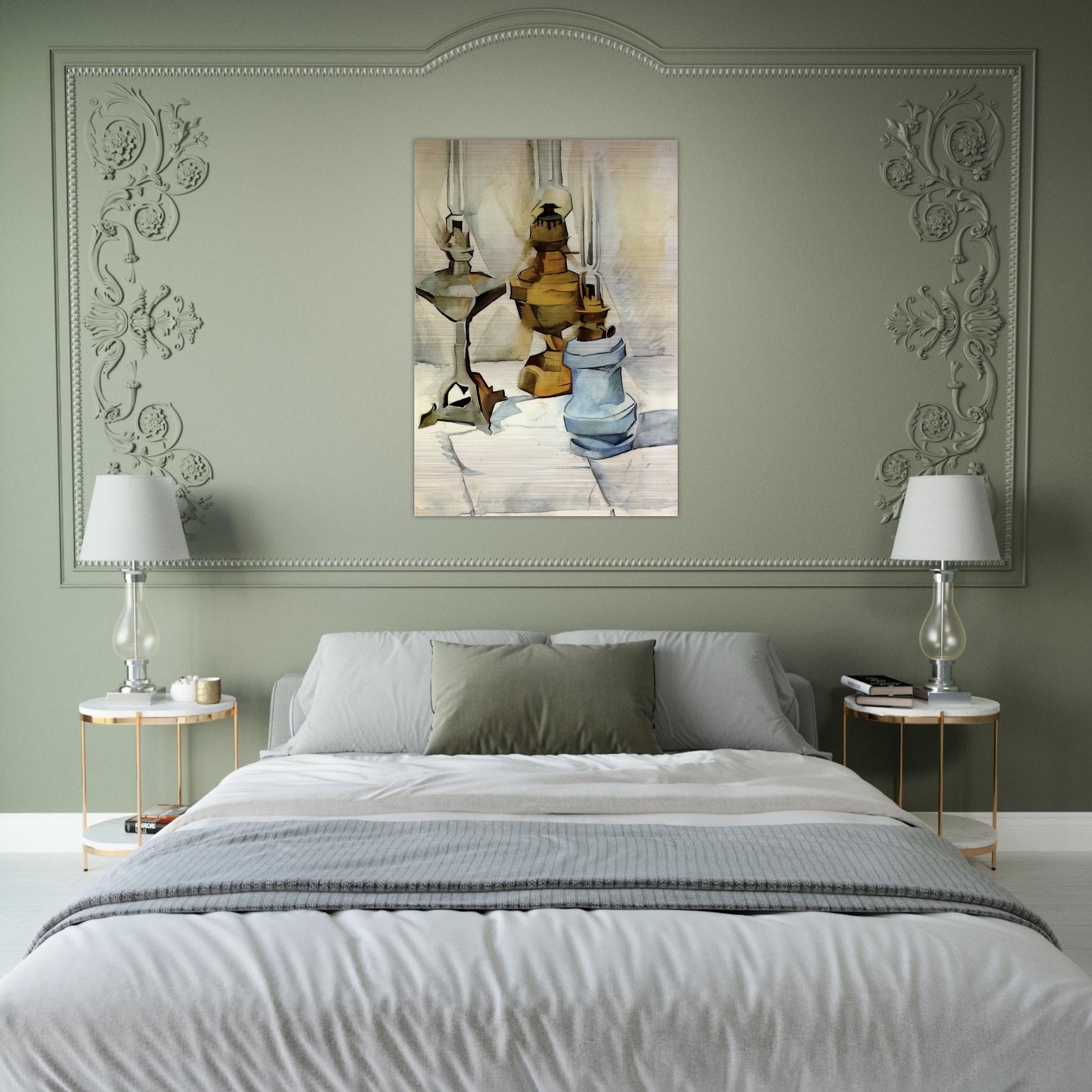 THREE LAMPS 1911 - Juan Gris Brushed Aluminum Print - 70x100 cm / 28x40 inches | Juan Gris Aluminum Print | Juan Gris Prints