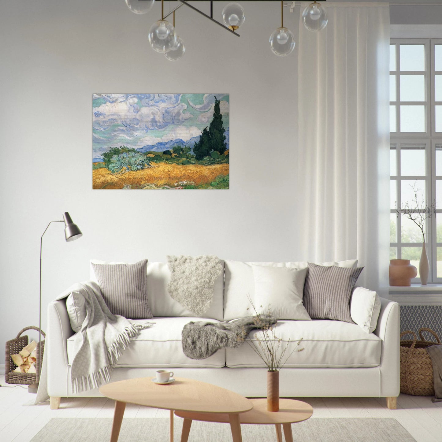 Wheatfield with cypress tree - Vincent van Gogh Brushed Aluminum Print - 70x100 cm / 28x40 inches | Vincent van Gogh Aluminum Print | Vincent van Gogh Prints