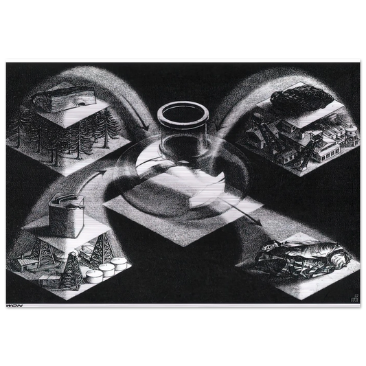 SYNTHESIS - MC Escher Brushed Aluminum Print - 70x100 cm / 28x40 inches | MC Escher Aluminum Print | MC Escher Prints