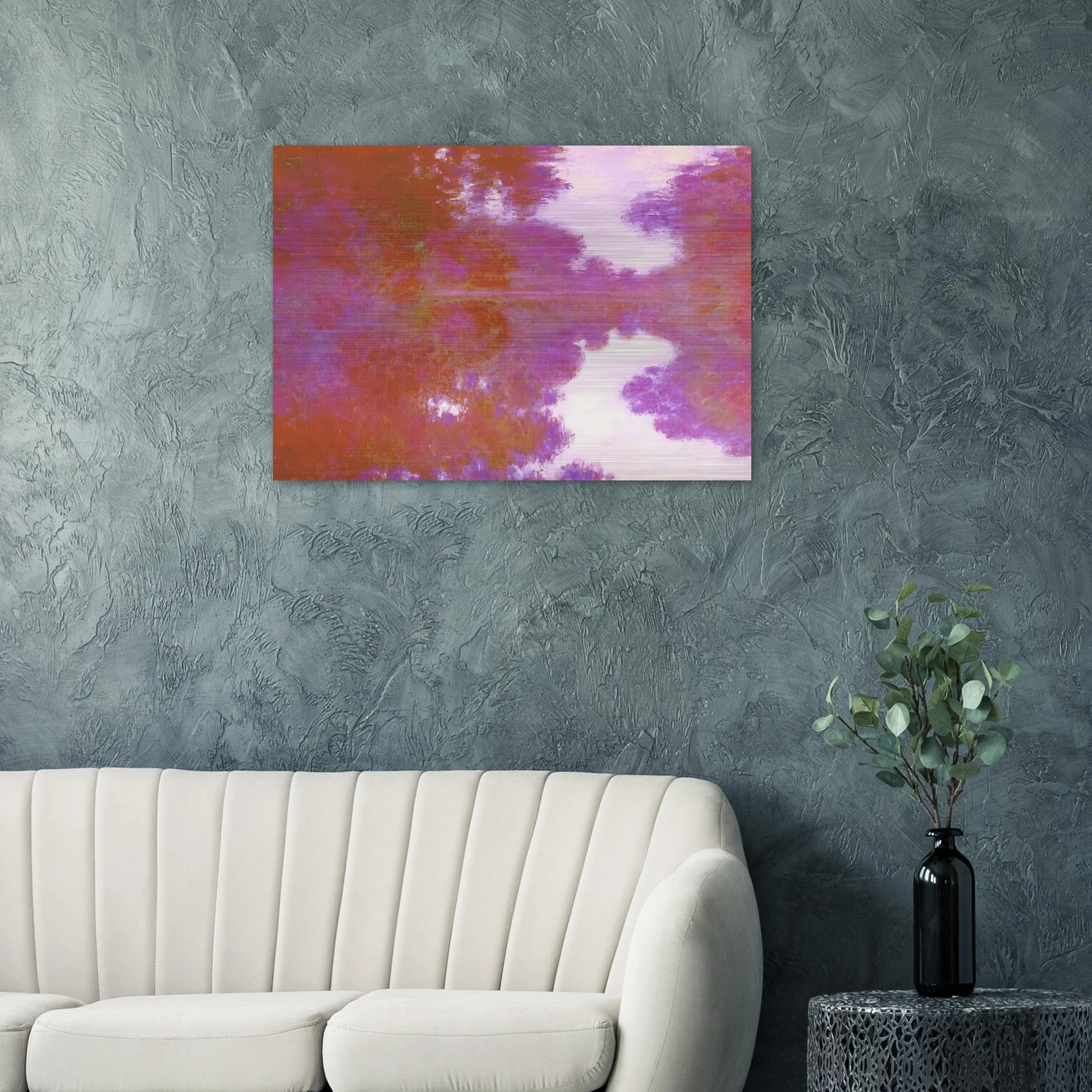 Misty Morning on the Seine, Mauve - claude monet Brushed Aluminum Print - 70x100 cm / 28x40 inches | claude monet Aluminum Print | claude monet Prints