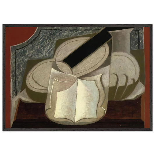 BOOK AND GUITAR 1925 - Juan Gris 70x100 cm / 28x40 inches Framed Art Print – Black Wooden Frame