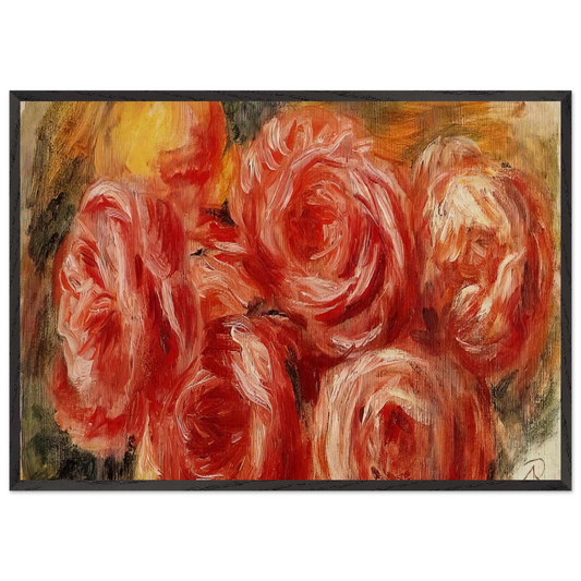 Red Roses - Pierre-Auguste Renoir 70x100 cm / 28x40 inches Framed Art Print – Black Wooden Frame