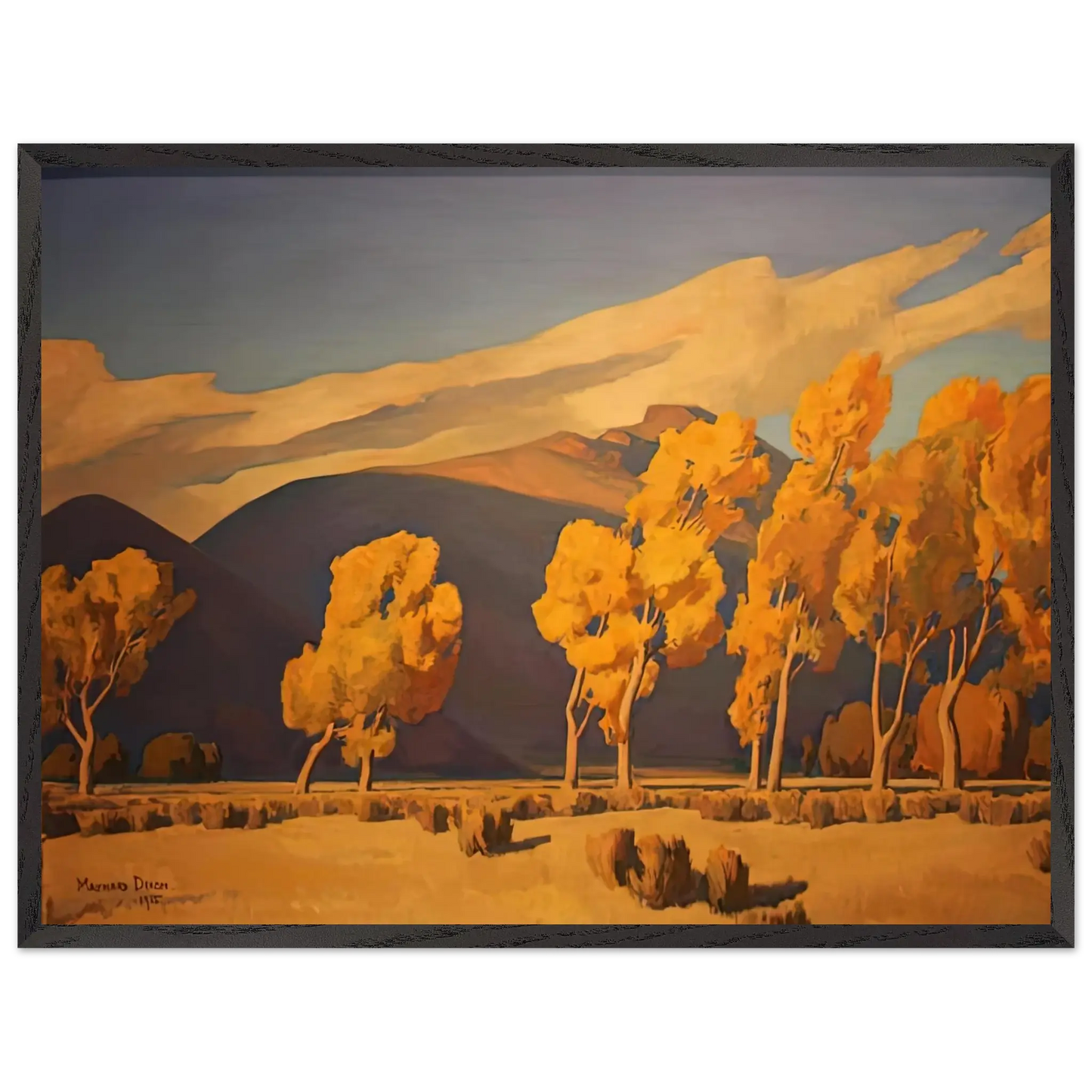 Maynard Dixon - NOVEMBER IN NEVADA 1935 Wall art - 60x80 cm / 24x32 Inches - Premium Wooden Framed Poster With Fine Art Paper - White frame