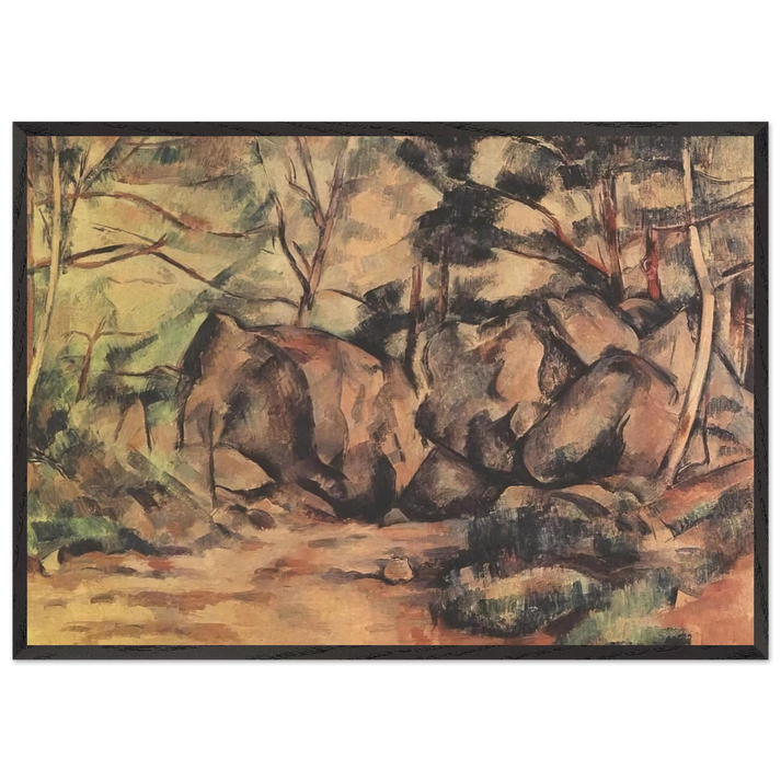 Woodland with Boulders - Paul Cezanne 70x100 cm / 28x40 inches Framed Art Print – Black Wooden Frame
