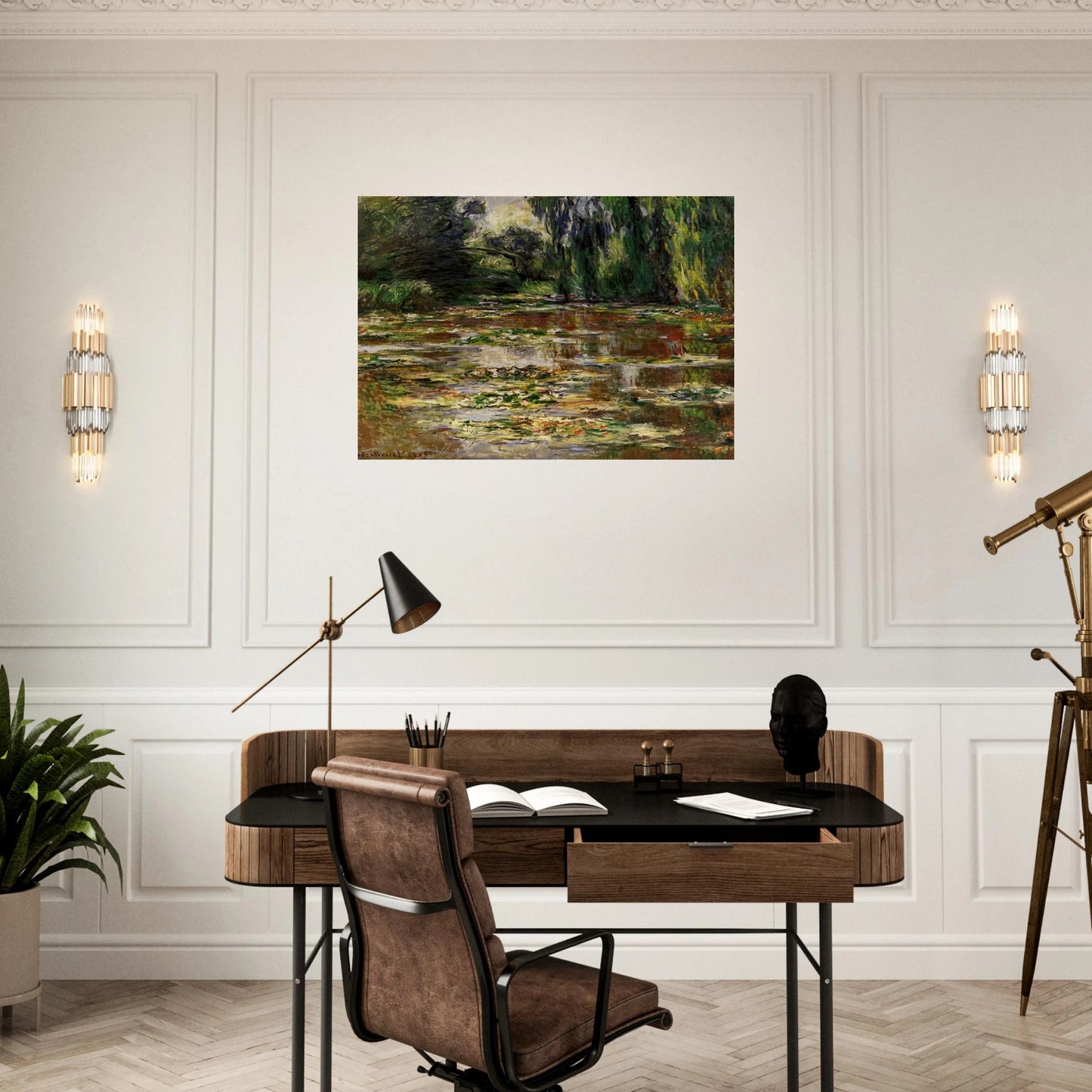 The Japanese Bridge The Bridge over the Water-Lily Pond - claude monet Brushed Aluminum Print - 70x100 cm / 28x40 inches | claude monet Aluminum Print | claude monet Prints