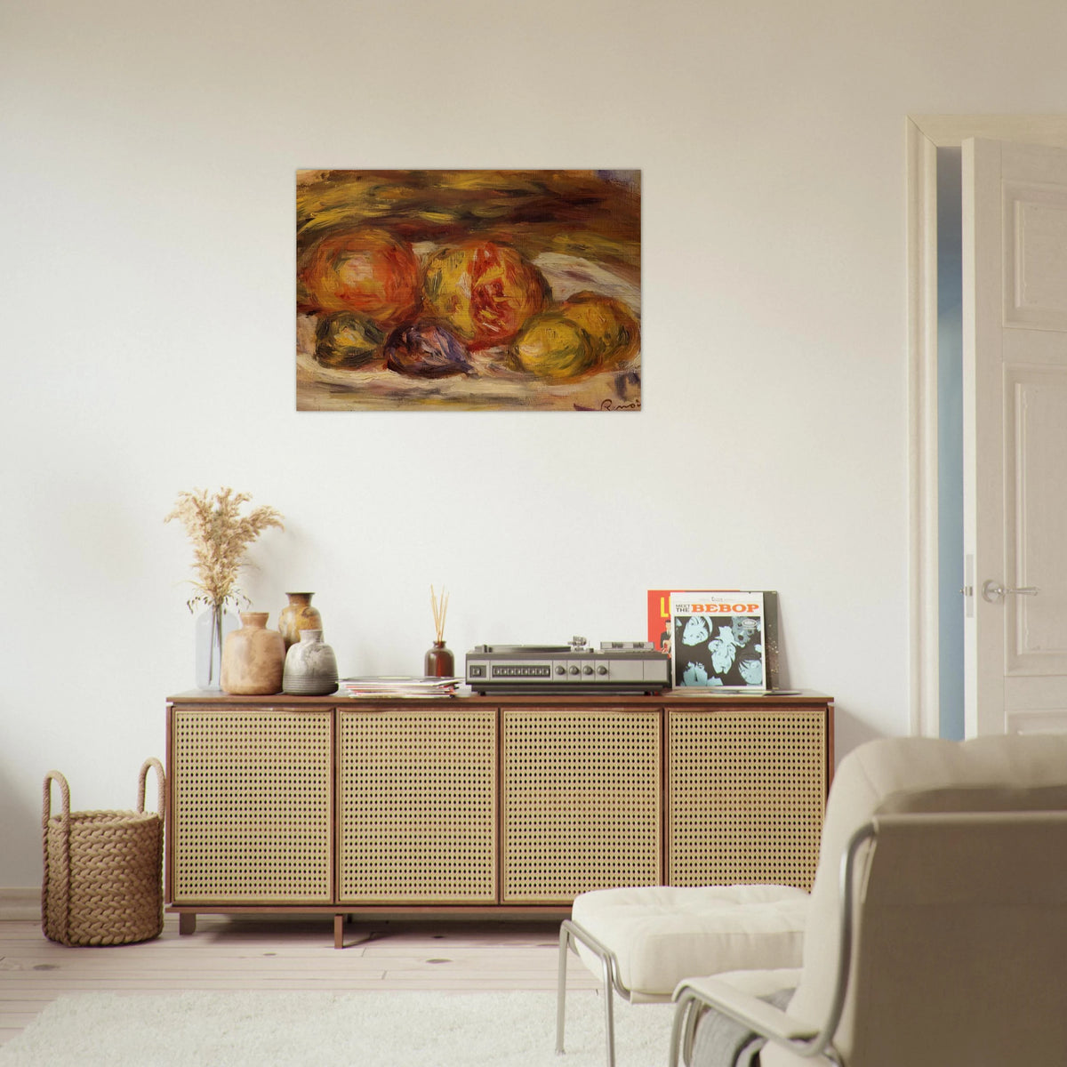 Still Life Pomegranate, Figs and Apples - Pierre-Auguste Renoir Brushed Aluminum Print - 70x100 cm / 28x40 inches | Pierre-Auguste Renoir Aluminum Print | Pierre-Auguste Renoir Prints