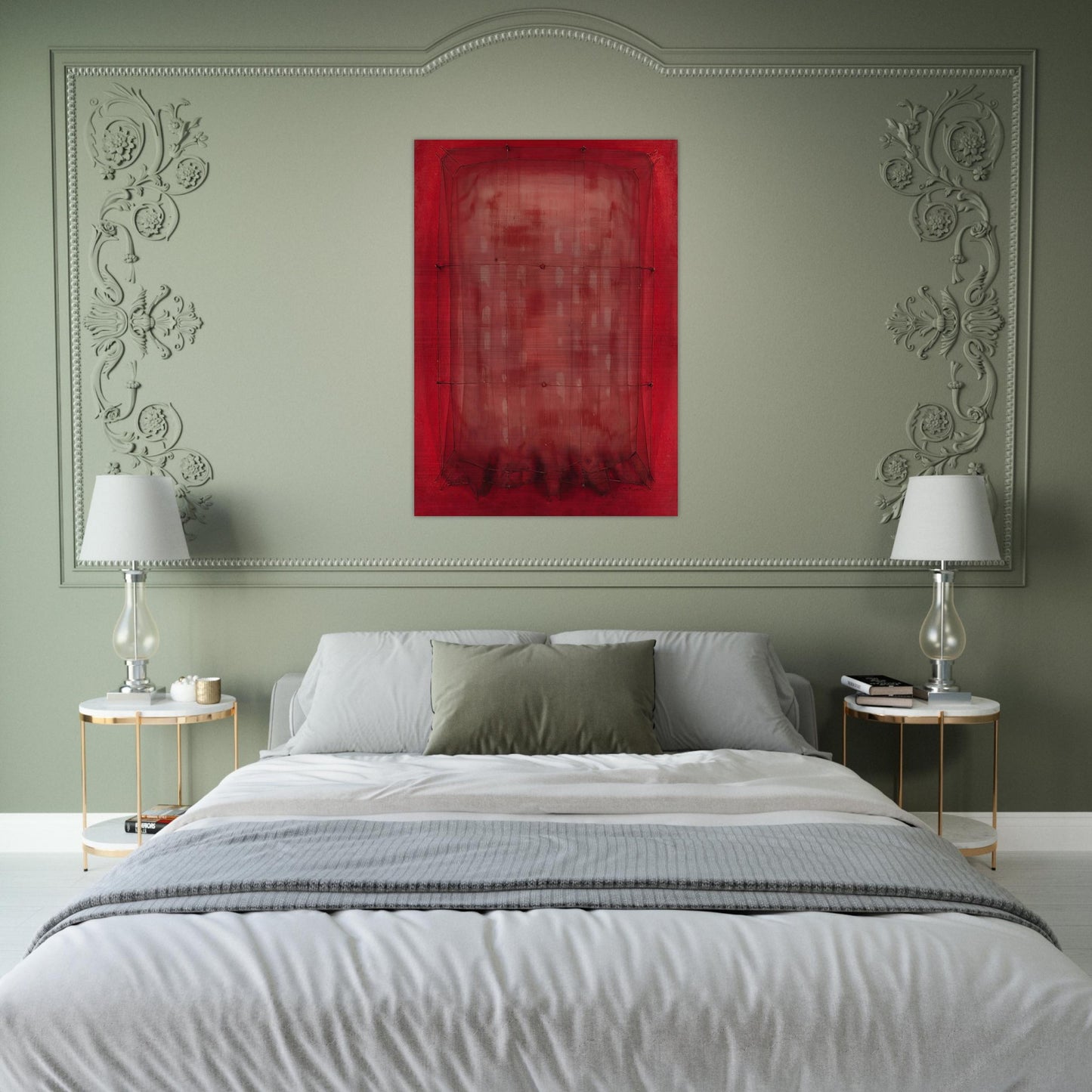 Espejo vestido de rojo - Art Informel - Manuel Rivera Brushed Aluminum Print - 70x100 cm / 28x40 inches | Manuel Rivera Aluminum Print | Manuel Rivera Prints