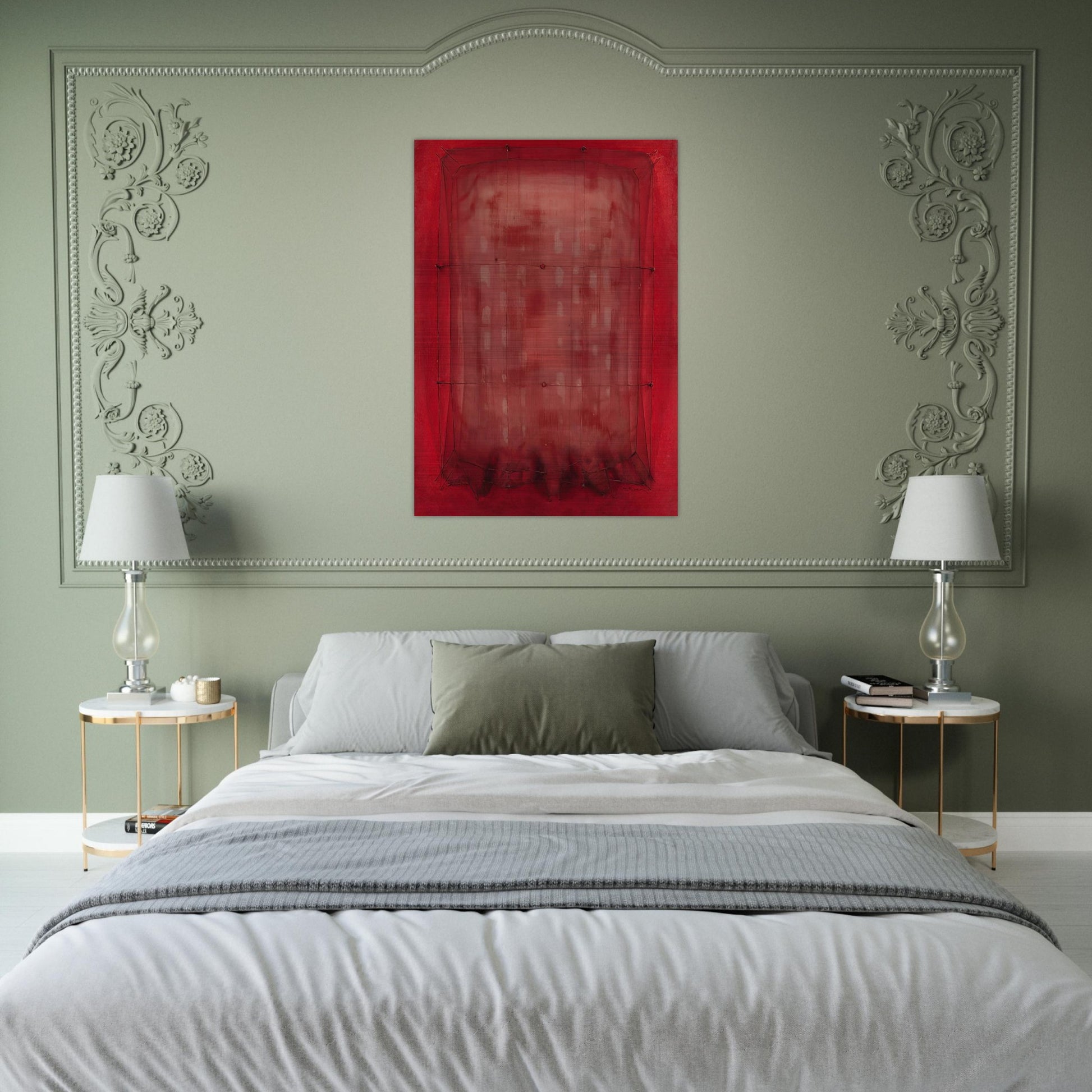 Espejo vestido de rojo - Art Informel - Manuel Rivera Brushed Aluminum Print - 70x100 cm / 28x40 inches | Manuel Rivera Aluminum Print | Manuel Rivera Prints