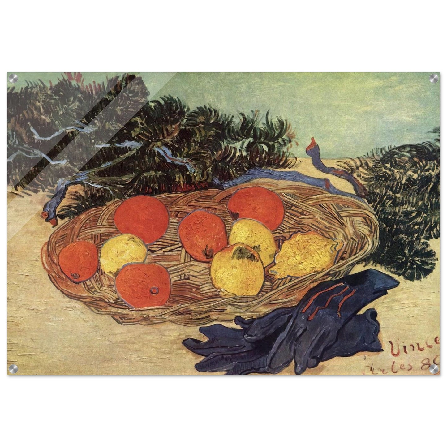 Still Life with Oranges and Lemons with Blue Gloves - Vincent van Gogh Acrylic Print - 70x100 cm / 28x40″ inches | Vincent van Gogh Wall Art | Vincent van Gogh Prints