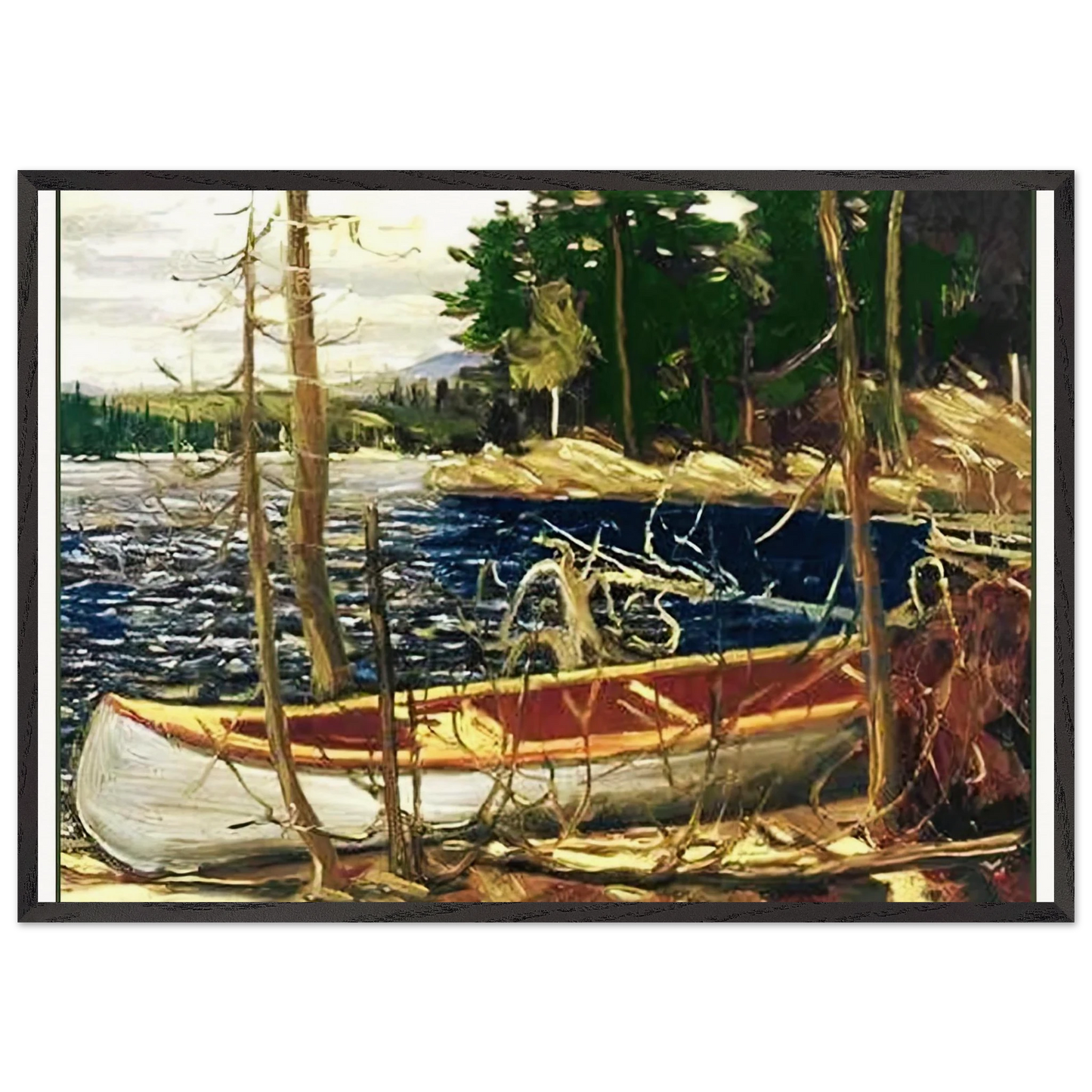 THE CANOE 1912 - Tom Thomson 70x100 cm / 28x40 inches Framed Art Print – Black Wooden Frame
