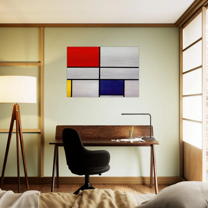 Composition C No.III with Red, Yellow and Blue - Piet Mondrian Brushed Aluminum Print - 70x100 cm / 28x40 inches | Piet Mondrian Aluminum Print | Piet Mondrian Prints