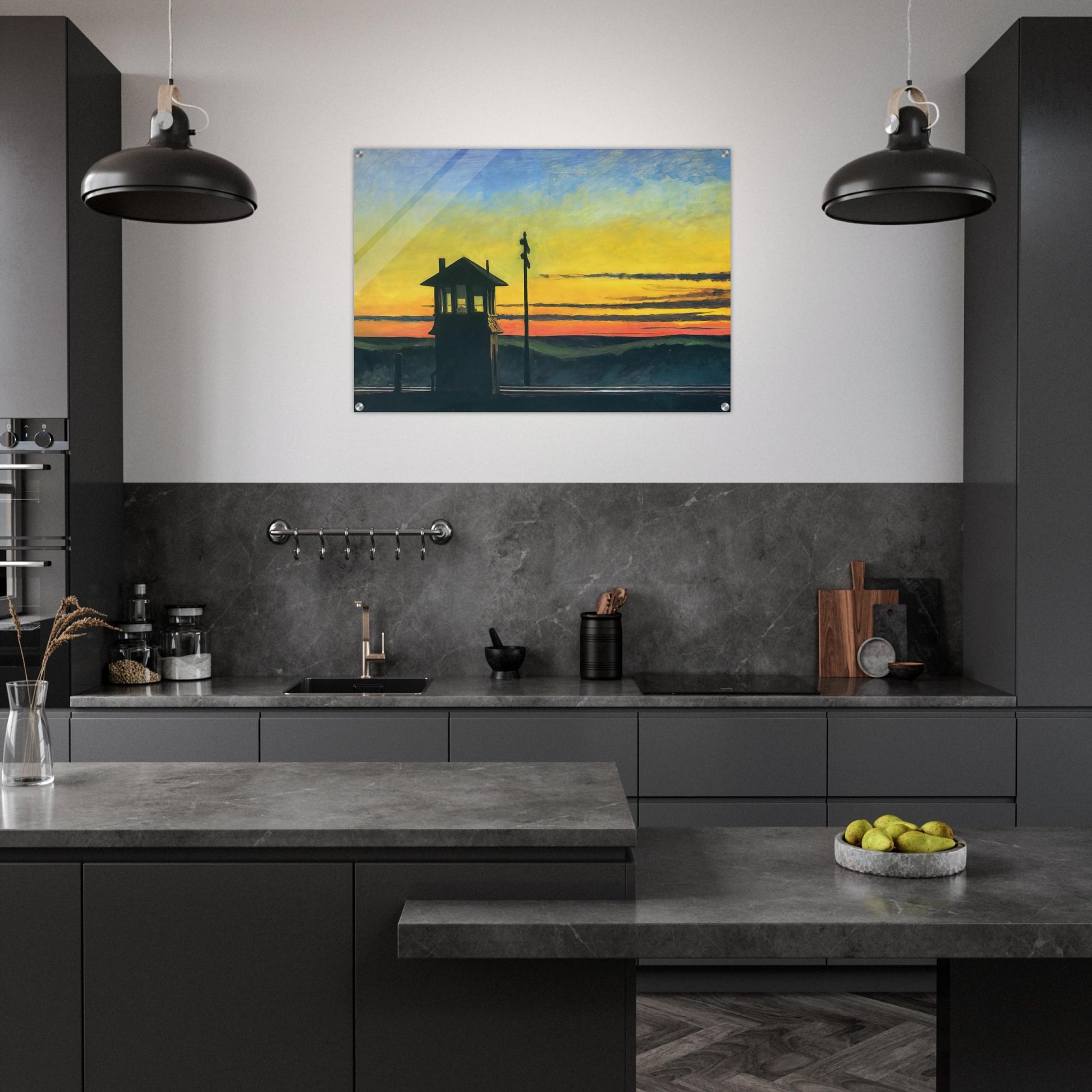 Railroad Sunset - Edward Hopper Acrylic Print - 70x100 cm / 28x40″ inches | Edward Hopper Wall Art | Edward Hopper Prints