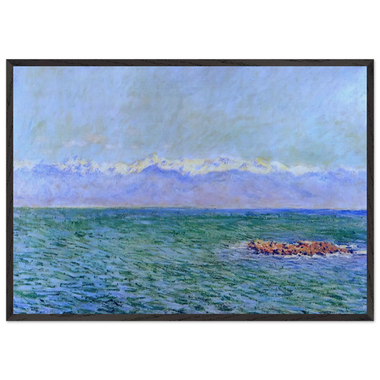 The Sea and the Alps - claude monet 70x100 cm / 28x40 inches Framed Art Print – Black Wooden Frame