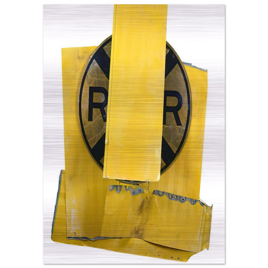 YELLOW VISOR GLUT 1989 - Robert Rauschenberg Brushed Aluminum Print - 70x100 cm / 28x40 inches | Robert Rauschenberg Aluminum Print | Robert Rauschenberg Prints