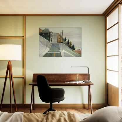 24th Street Intersection - 1977 - Wayne Thiebaud Brushed Aluminum Print - 70x100 cm / 28x40 inches | Wayne Thiebaud Aluminum Print | Wayne Thiebaud Prints
