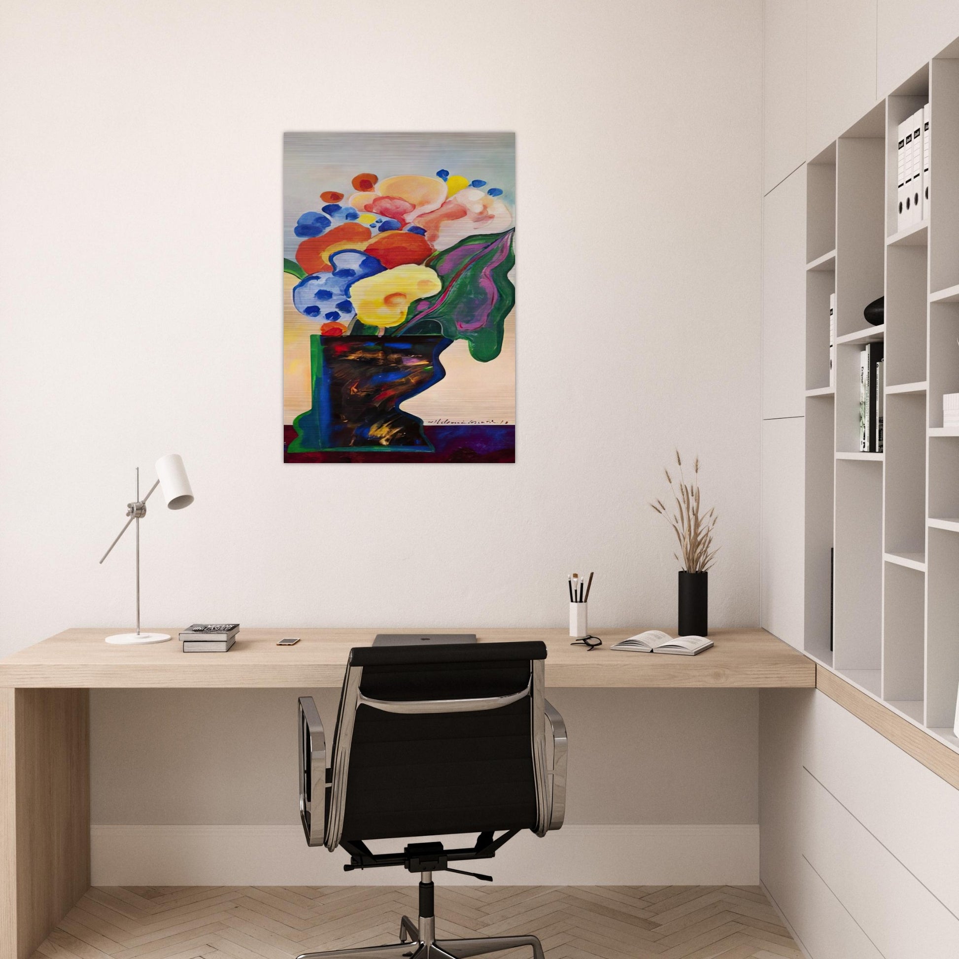 Vase With Flowers - 1990 - Aldemir Martins Brushed Aluminum Print - 70x100 cm / 28x40 inches | Aldemir Martins Aluminum Print | Aldemir Martins Prints