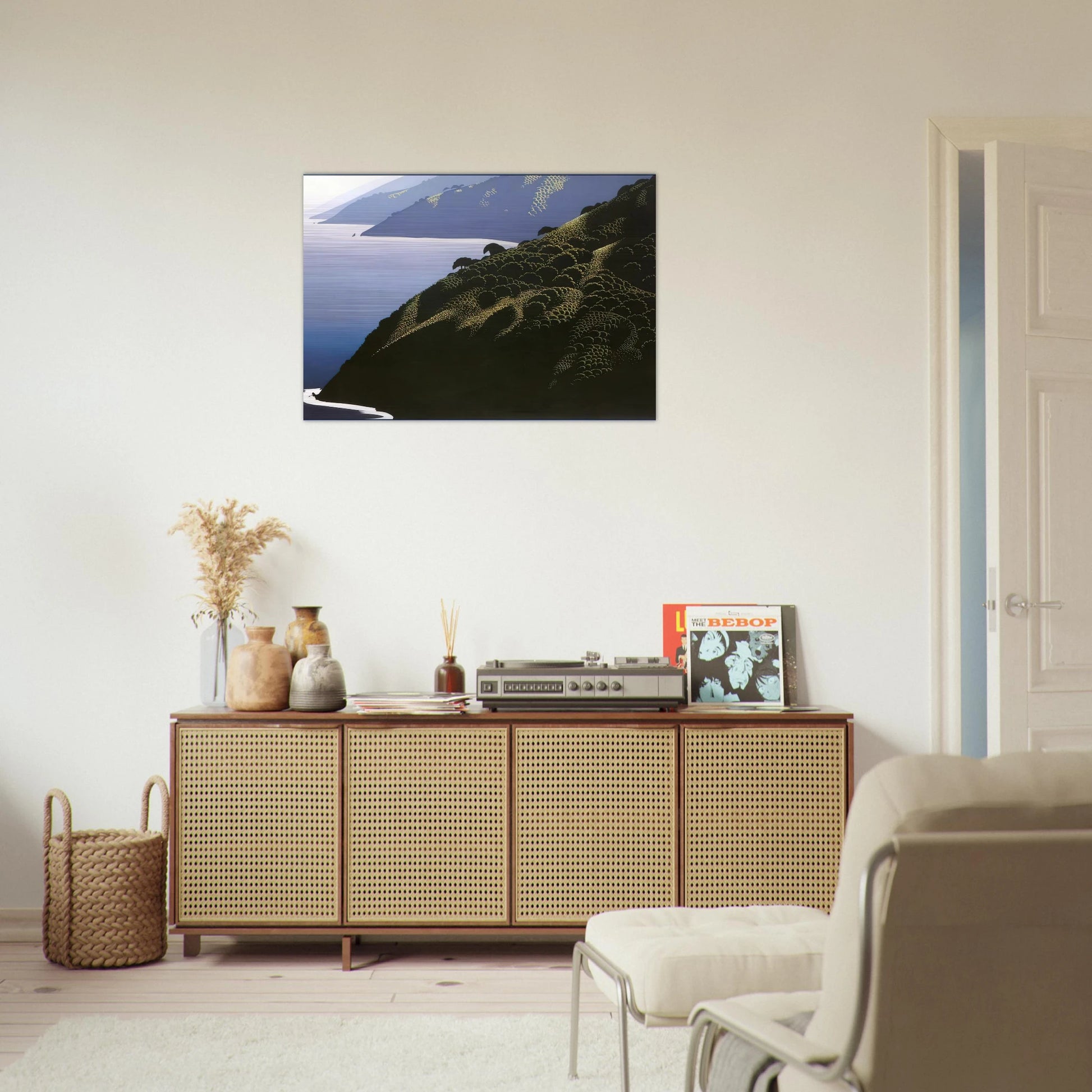 Big Sur Calm - Eyvind Earle Brushed Aluminum Print - 70x100 cm / 28x40 inches | Eyvind Earle Aluminum Print | Eyvind Earle Prints