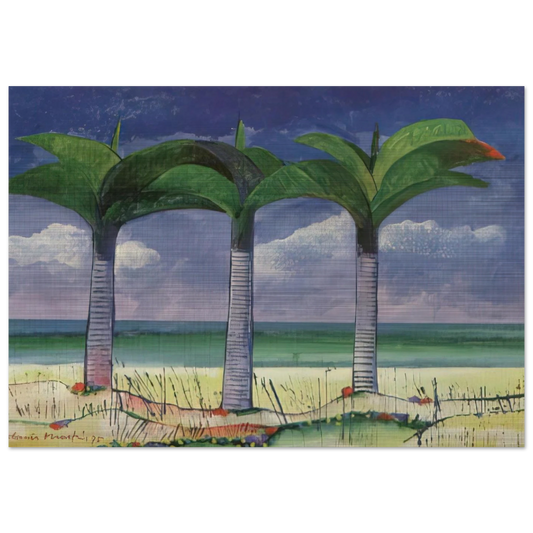 Praia com Três Coqueiros - 1995 - Aldemir Martins Brushed Aluminum Print - 70x100 cm / 28x40 inches | Aldemir Martins Aluminum Print | Aldemir Martins Prints