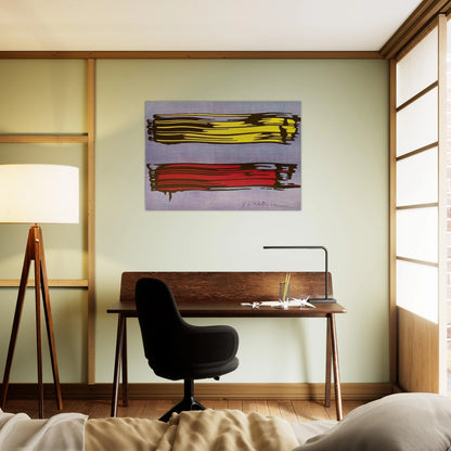 YELLOW AND RED BRUSHSTROKES 1966 - Roy Lichtenstein Brushed Aluminum Print - 70x100 cm / 28x40 inches | Roy Lichtenstein Aluminum Print | Roy Lichtenstein Prints