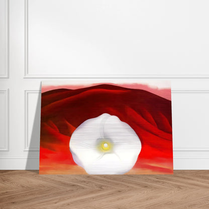 Red hills and white flower - Georgia O'Keeffe Brushed Aluminum Print - 70x100 cm / 28x40 inches | Georgia O'Keeffe Aluminum Print | Georgia O'Keeffe Prints