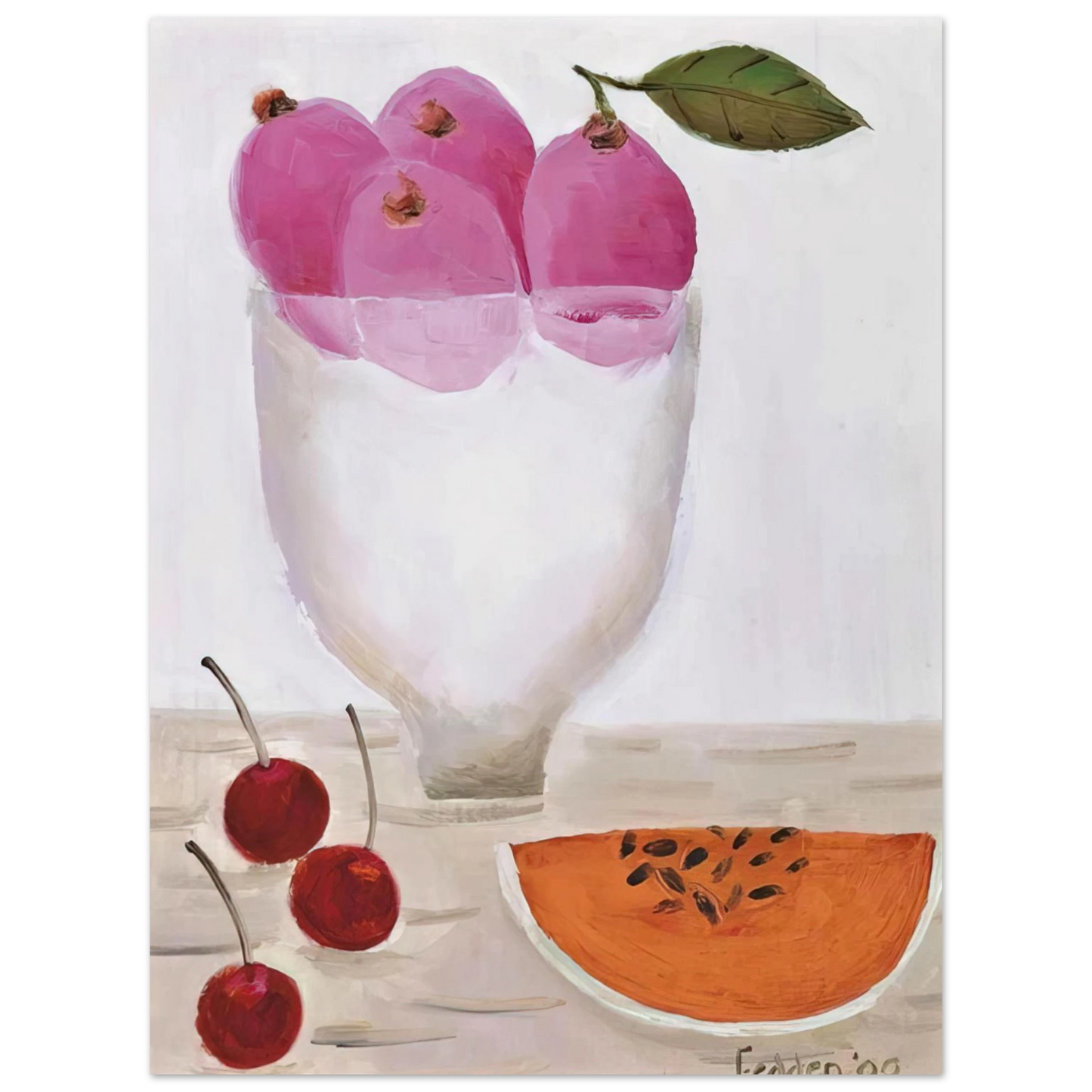 Mary Fedden - Three Cherries - 2000  75x100 cm / 30x40inches Fine Art Poster