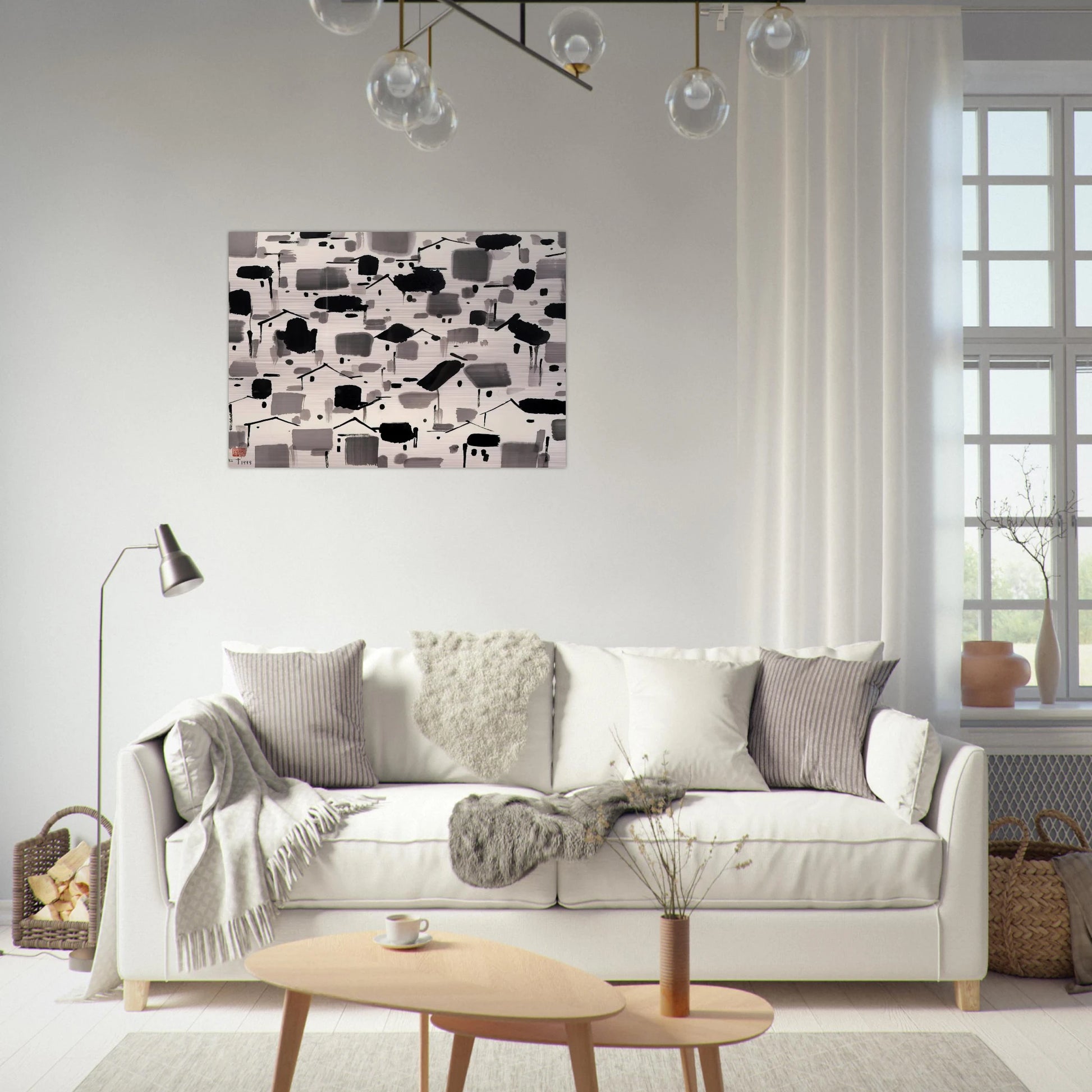 Home of Man - 1999 - Wu Guanzhong Brushed Aluminum Print - 70x100 cm / 28x40 inches | Wu Guanzhong Aluminum Print | Wu Guanzhong Prints