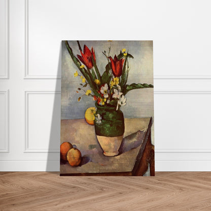 Still Life, Tulips and apples - Paul Cézanne Brushed Aluminum Print - 70x100 cm / 28x40 inches | Paul Cézanne Aluminum Print | Paul Cézanne Prints