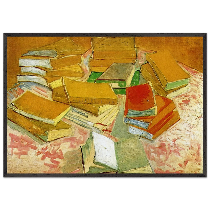 Still Life - French Novels - Vincent van Gogh 70x100 cm / 28x40 inches Framed Art Print – Black Wooden Frame