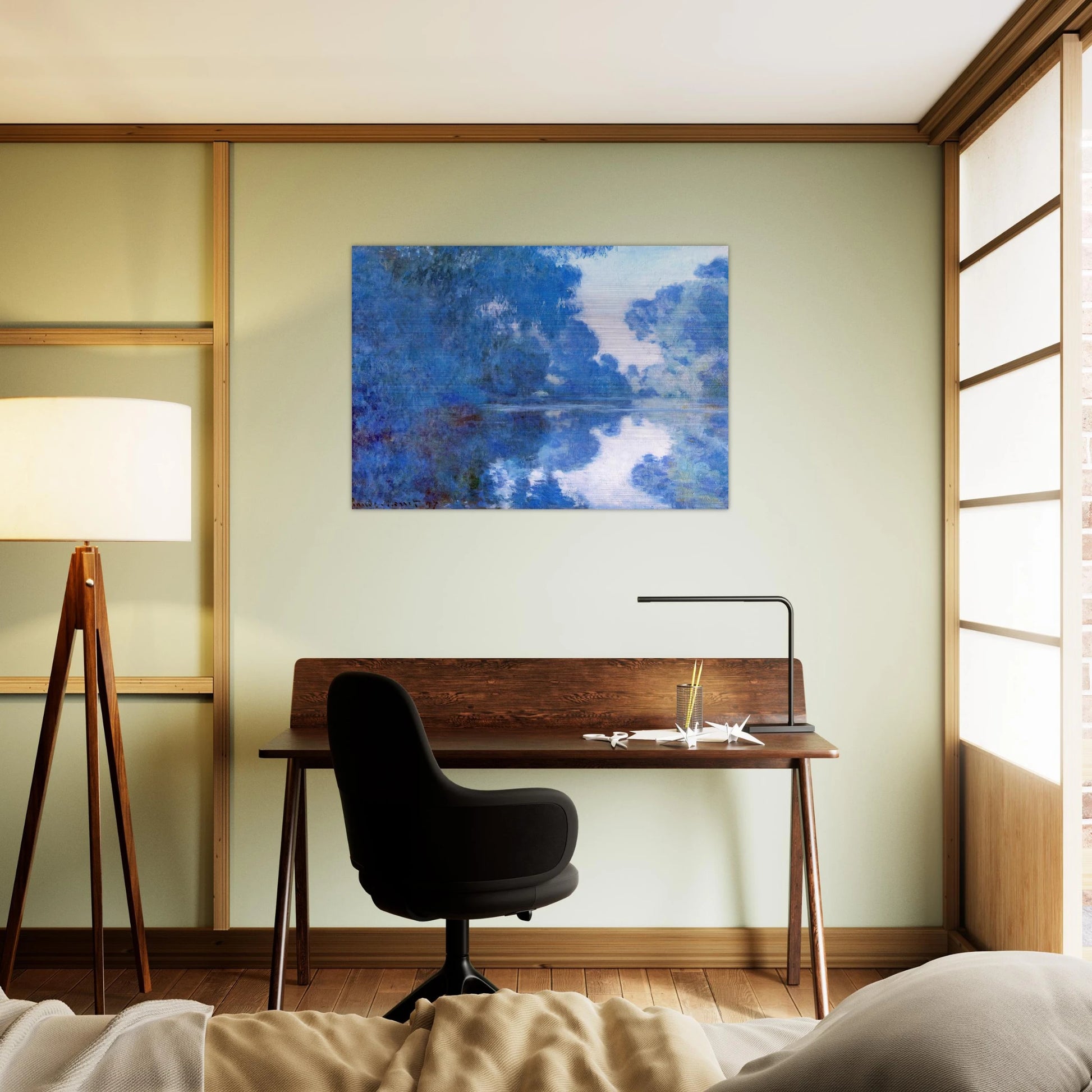 Morning on the Seine - claude monet Brushed Aluminum Print - 70x100 cm / 28x40 inches | claude monet Aluminum Print | claude monet Prints