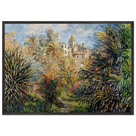 The Moreno Garden at Bordighera - claude monet 70x100 cm / 28x40 inches Framed Art Print – Black Wooden Frame
