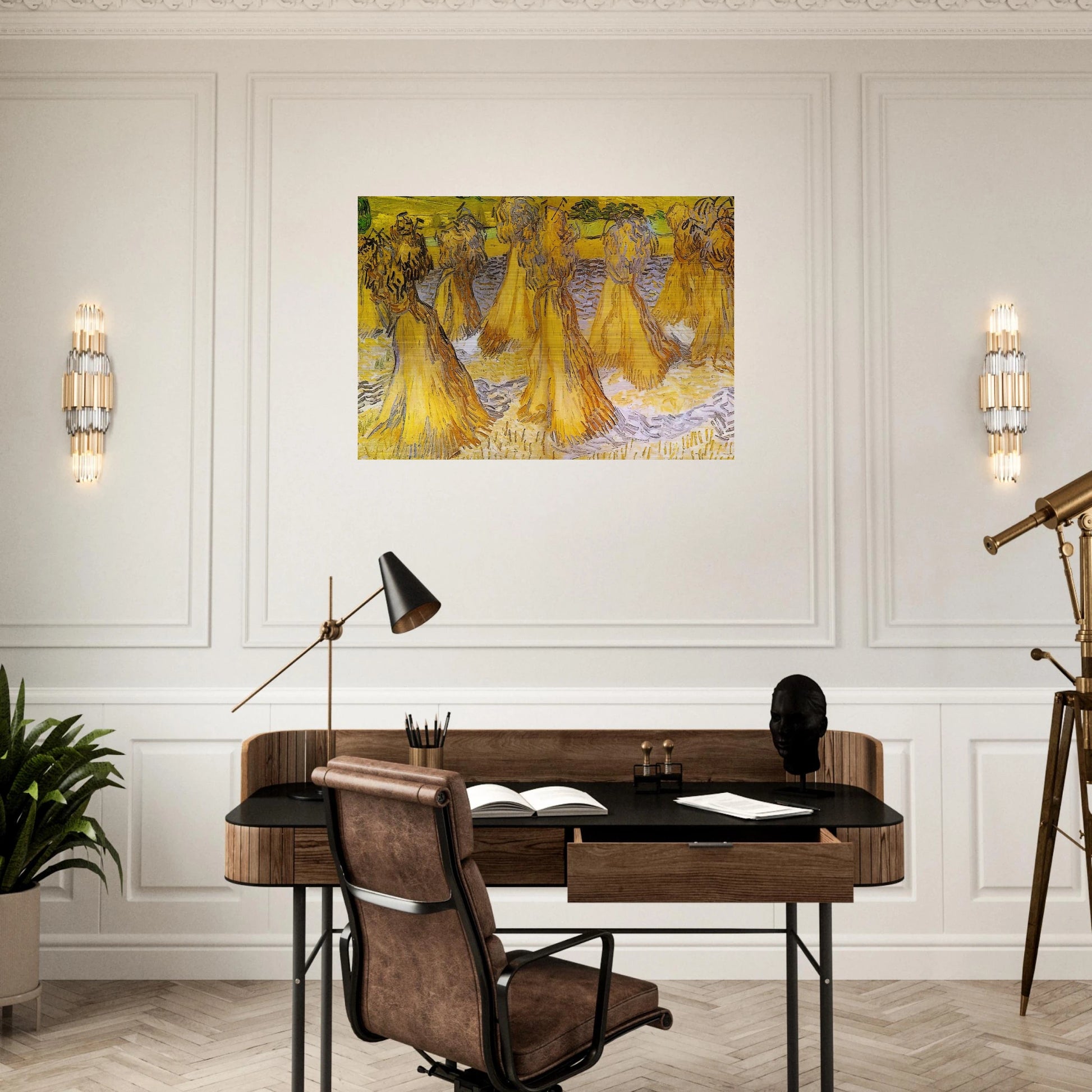 Sheaves of Wheat - Vincent van Gogh Brushed Aluminum Print - 70x100 cm / 28x40 inches | Vincent van Gogh Aluminum Print | Vincent van Gogh Prints